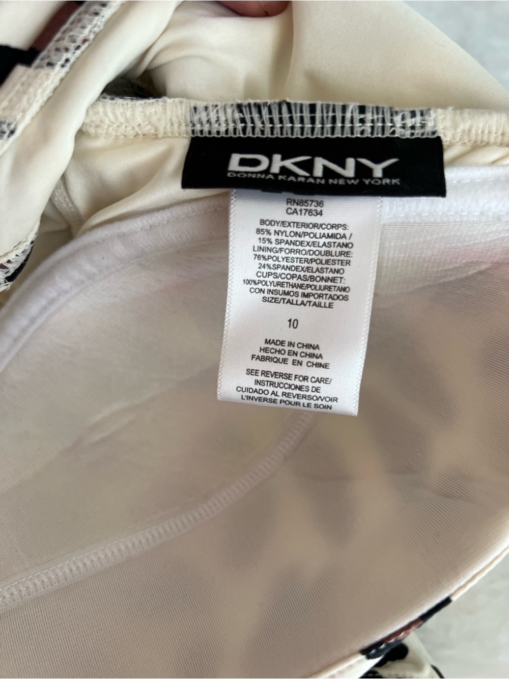 DKNY  lady’s Leopard Print Strapless One-Piece Swimsuit - Cream, Brown & Black - Picture 2 of 3